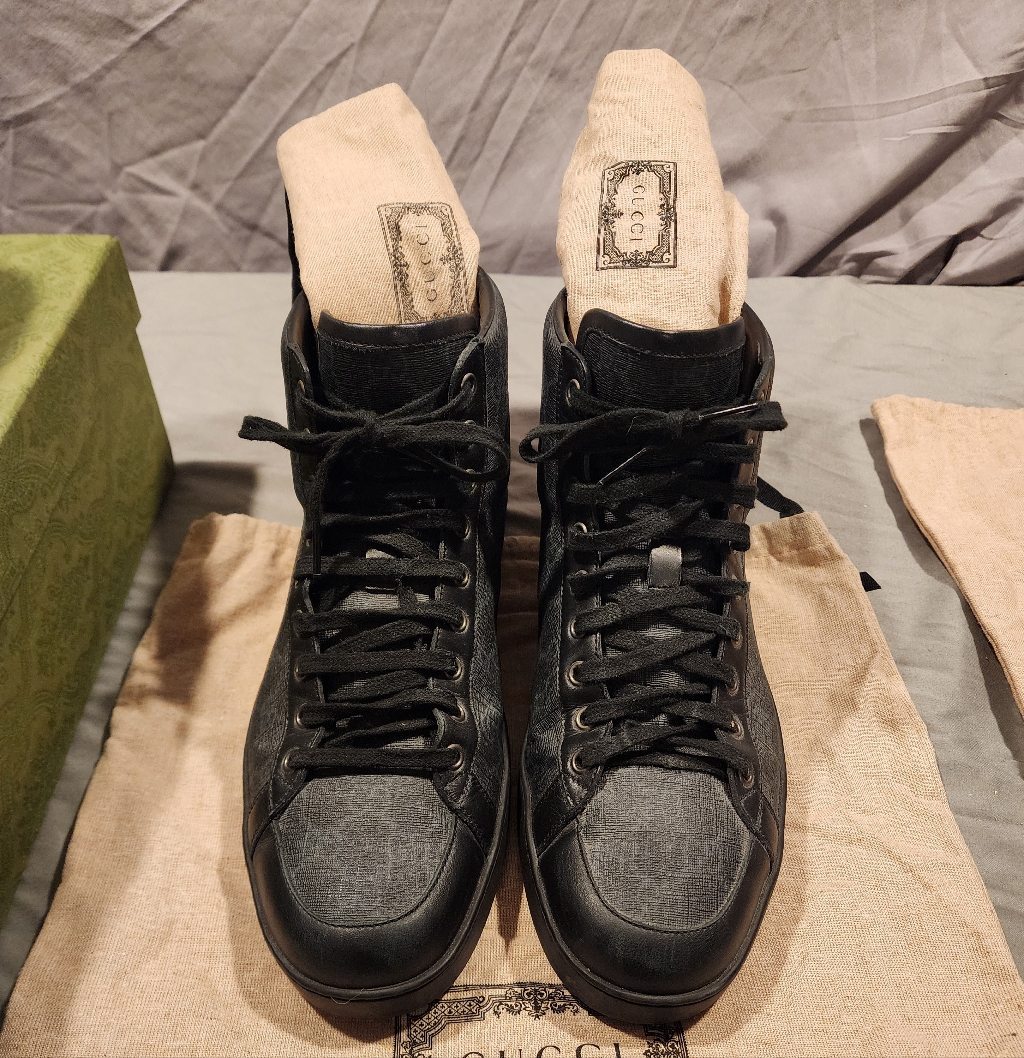 Authentic Gucci High Top Sneakers In Black